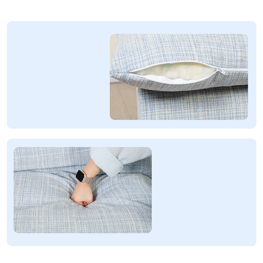 取り外し可能なスポンジパッドを備えた青いシングルソファ